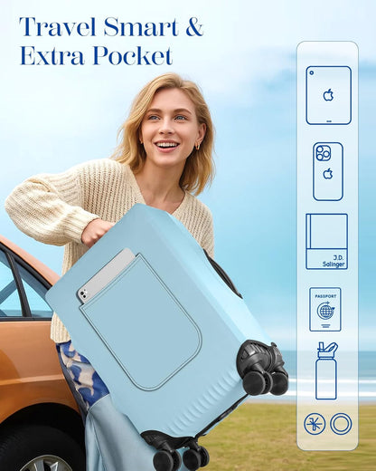 Slohif Luggage Cover for Suitcase Tsa Approved Protector - Luggage Sleeve Suit Case Cover Travel Stretch Large Baggage Case Protective Washable Fit 29-30 Inch Light Blue