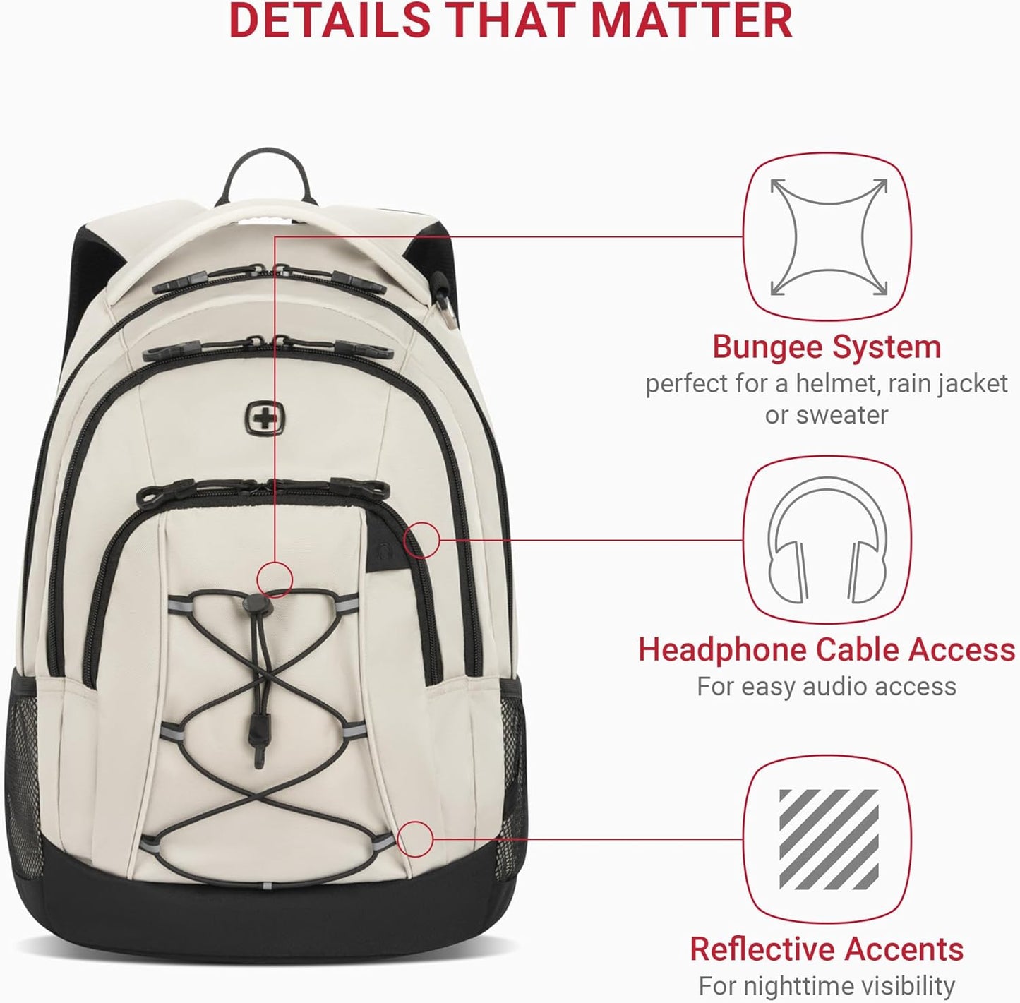 SwissGear 1186 Bungee Backpack, Black/Gold, 17-Inch