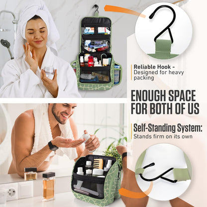 VENTURE 4TH Hanging Travel Toiletry Bag for Women & Men - Travel Organizer with Expandable Compartments & Removable Clear Pouch for Toiletries (Olive Giraffe)