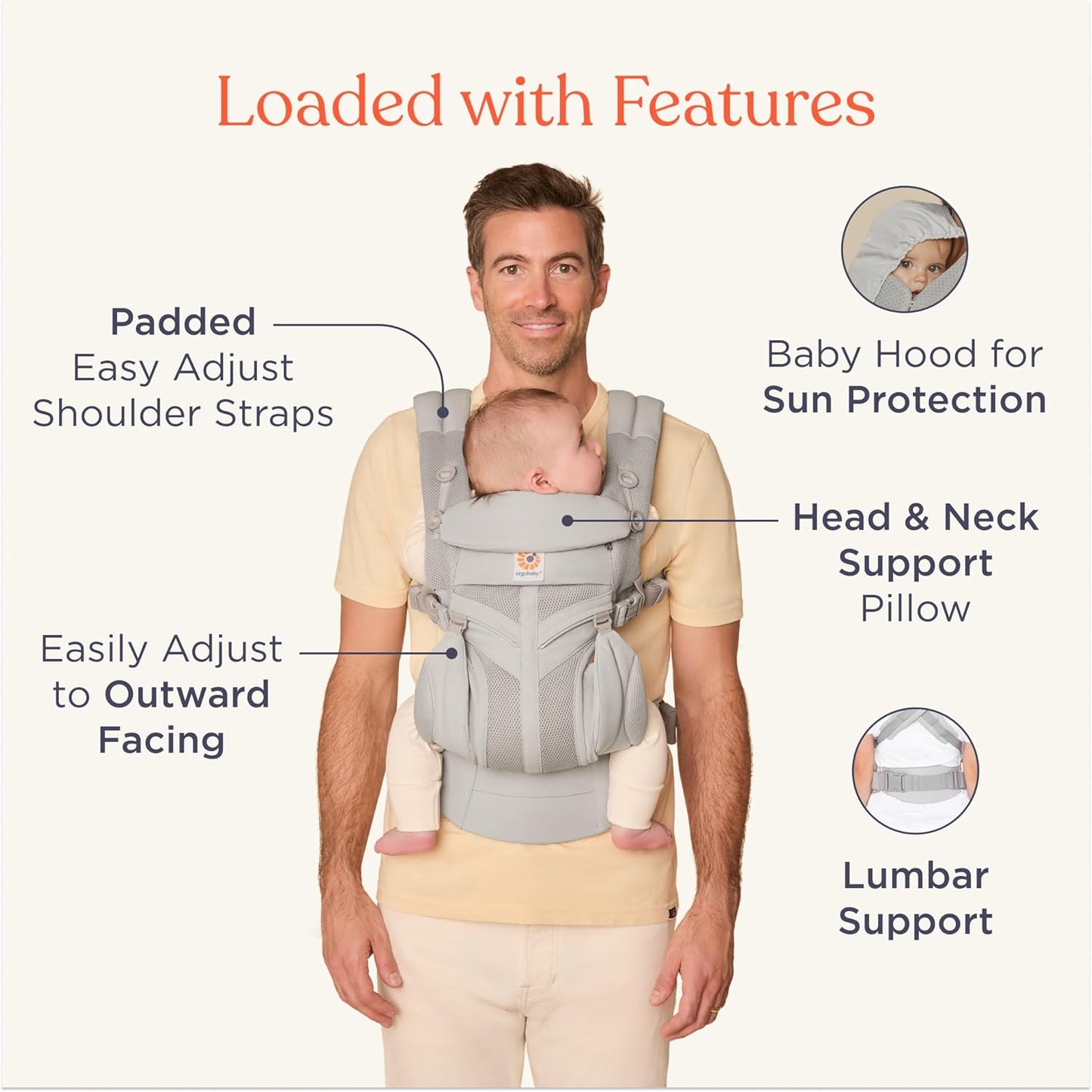 Ergobaby Omni Classic Baby Carrier Newborn to Toddler - Breathable Baby Carriers for Summer - All-Position Carrier with Lumbar Support (7-45 Pounds), Mesh, Oxford Blue