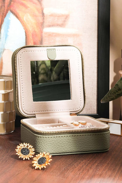 S.Leaf Travel Jewelry Organizer Travel Jewelry Boxes for Women Small Jewelry Travel Case Box Portable Travel Jewelry Case Travel Case Mini Jewelry (03_Lychee_Butterfly_Blue)