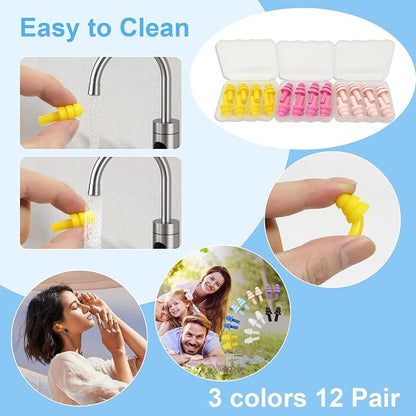 Ear Plugs for Sleeping, 12 Pair Earplugs Noise Canceling Soft Silicone Ear Plug - Image 5