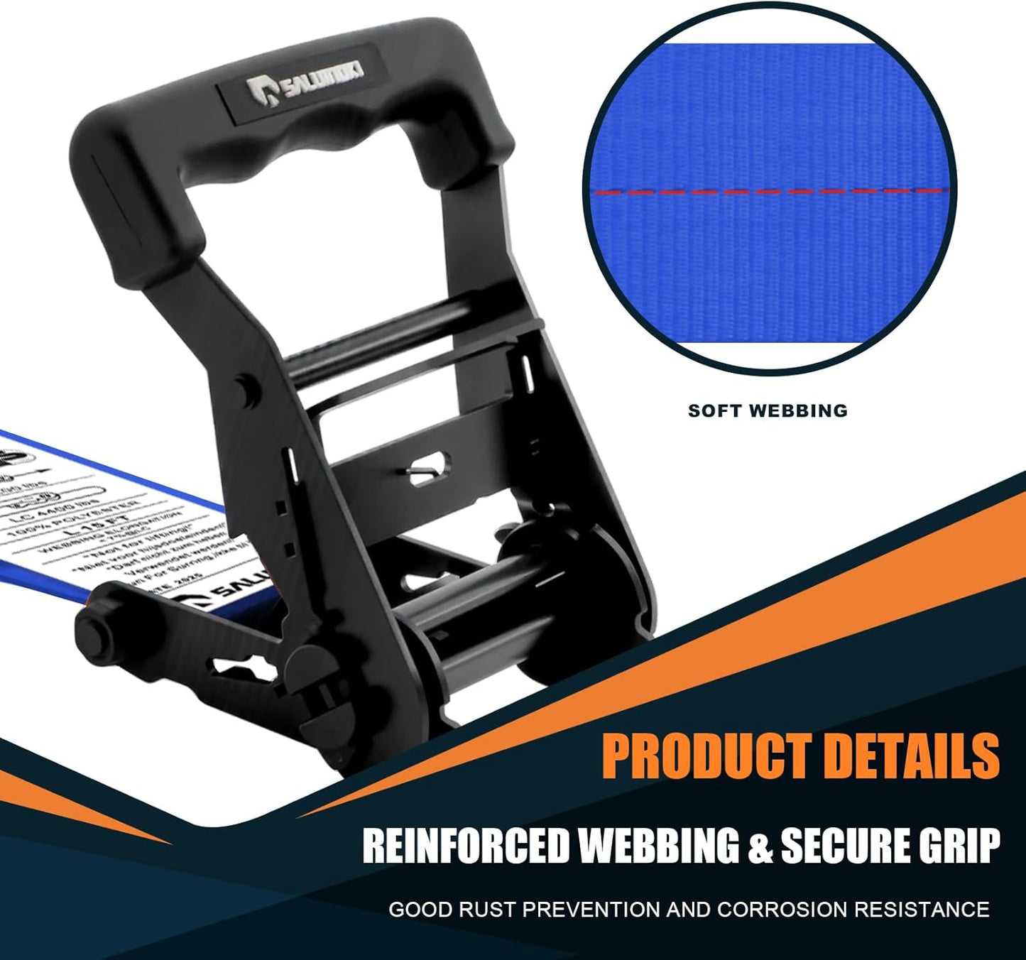 6 Pack 2 inch Ratchet Straps Heavy Duty J Hook 2 in x 15ft with Strong Ratcheting, Cargo Load Tie Down Strap 2200lbs Working Load for Trucks Blue