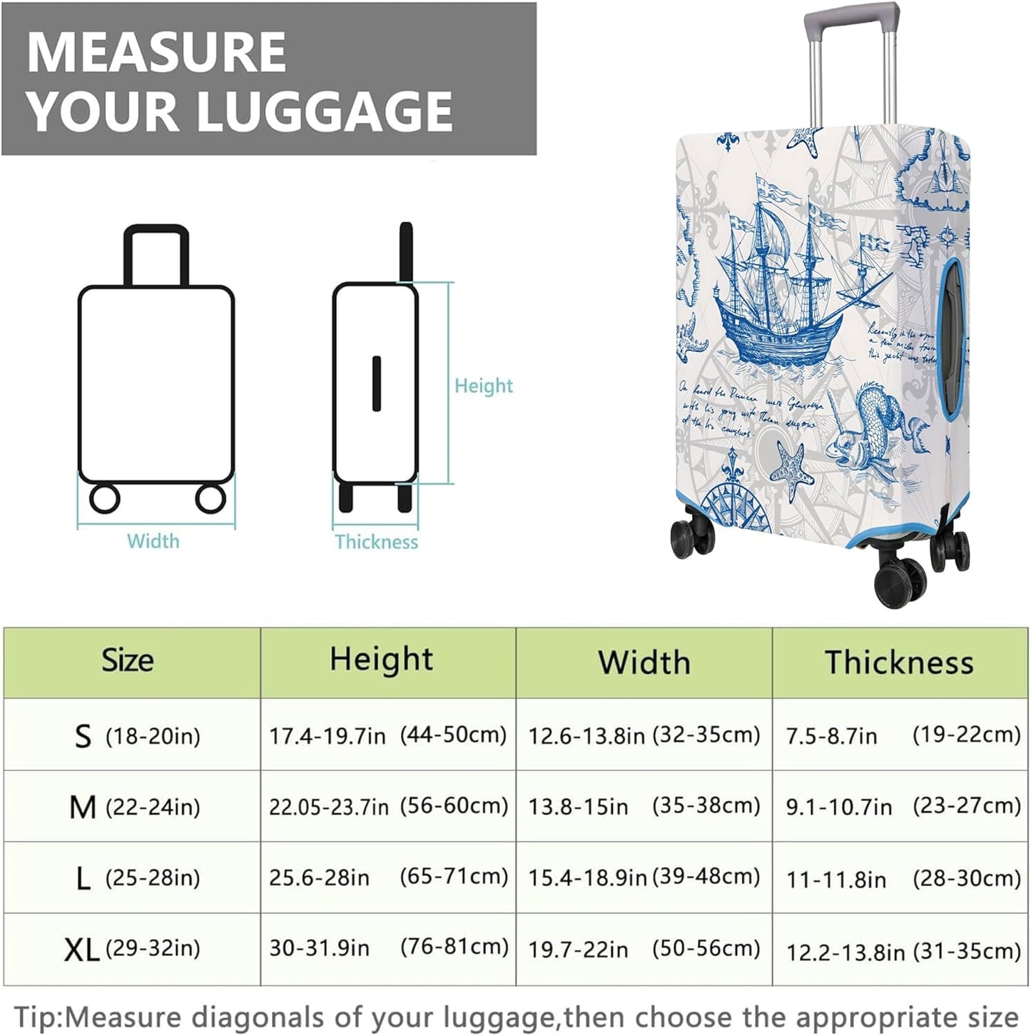 Travel Luggage Cover Suitcase Protector Fits 18-32 Inch Wheel Covers PatternedTravel Related Items Flower Luggage Protector Elastic S