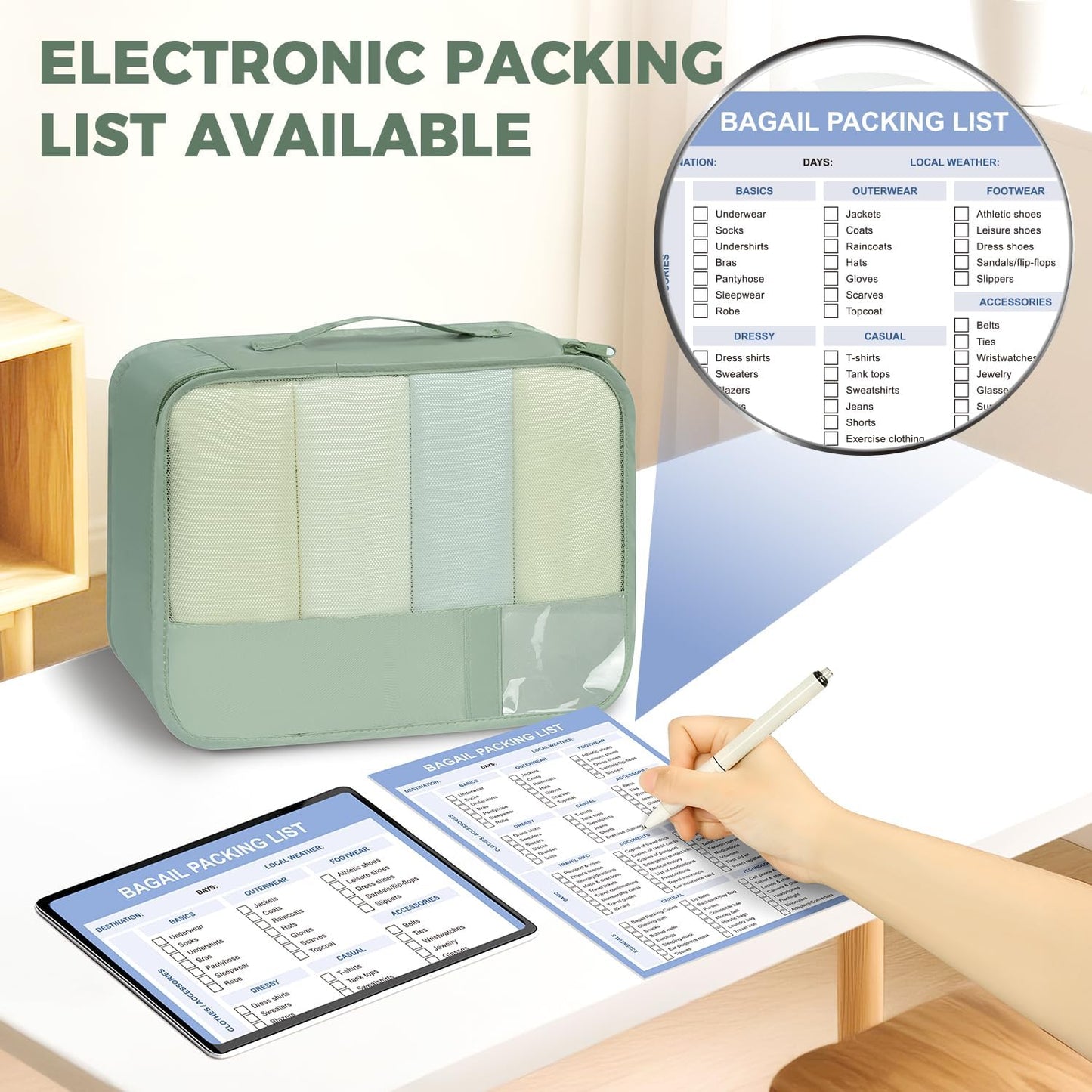 BAGAIL 9 Set Packing Cubes Luggage Packing Organizers for Travel Accessories