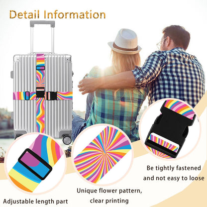 Luggage Straps for Suitcases TSA Approved, Luggage Identifiers for Suitcase, Adjustable Suitcase Strap for Baggage Security with Cute Patten, Travel Necessary Accessories 2Pack (Rendering)