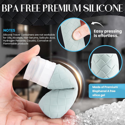 Travel Bottles for Toiletries, TSA Approved Silicone Travel Size Containers for Toiletries, BPA Free Leak Proof Refillable Essentials Accessories, Shampoo and Conditioner Bottles (Gray)