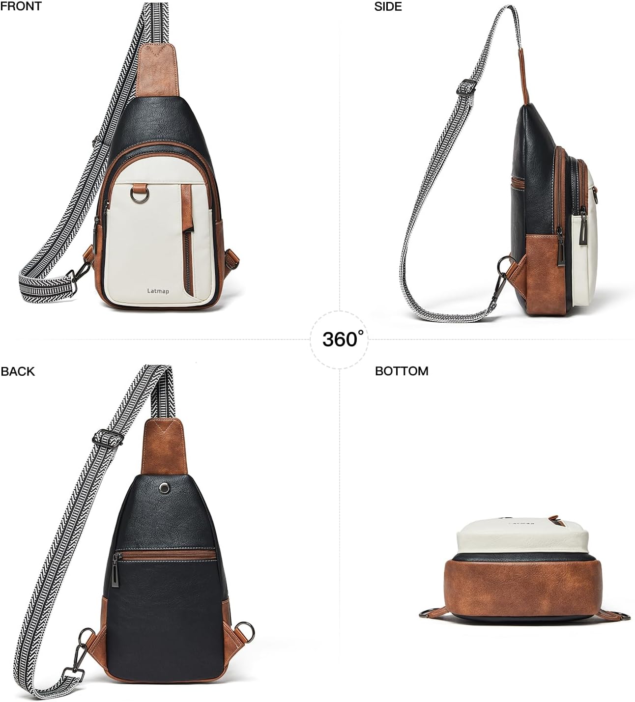 7L Sling Bag for Women Men Leather Small Sling Backpack Daypack Anti Theft Fanny Pack Crossbody Purse Travel