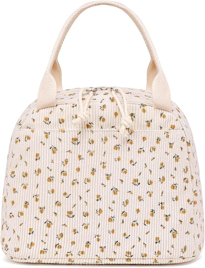 Bluboon Lunch Bag for Women Men Cute Corduroy Lunch Tote Bags Reusable - Image 8