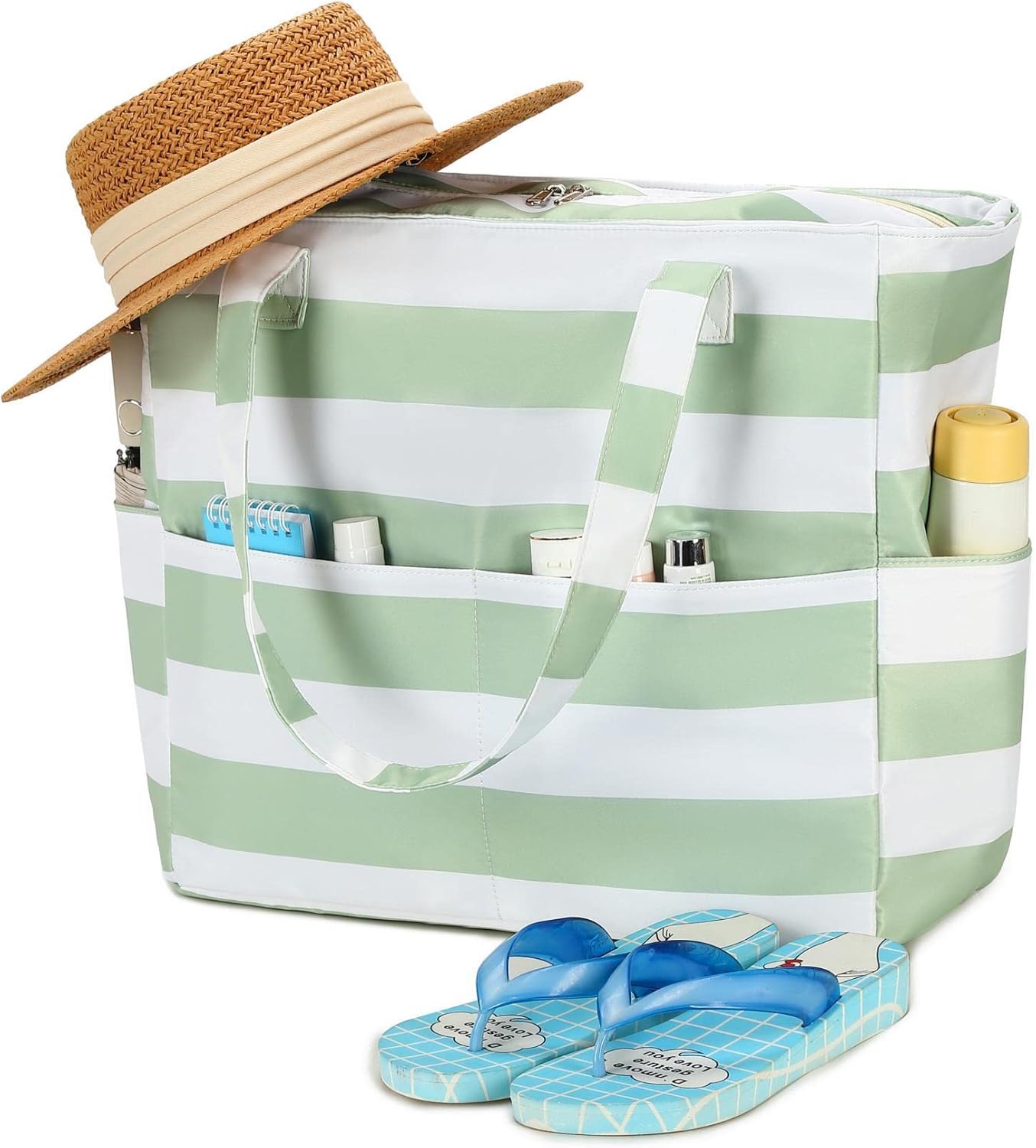 Waterproof Beach Tote Pool Bags for Women Ladies Extra Large Gym Tote Carry On Bag With Wet Compartment for Weekender Travel