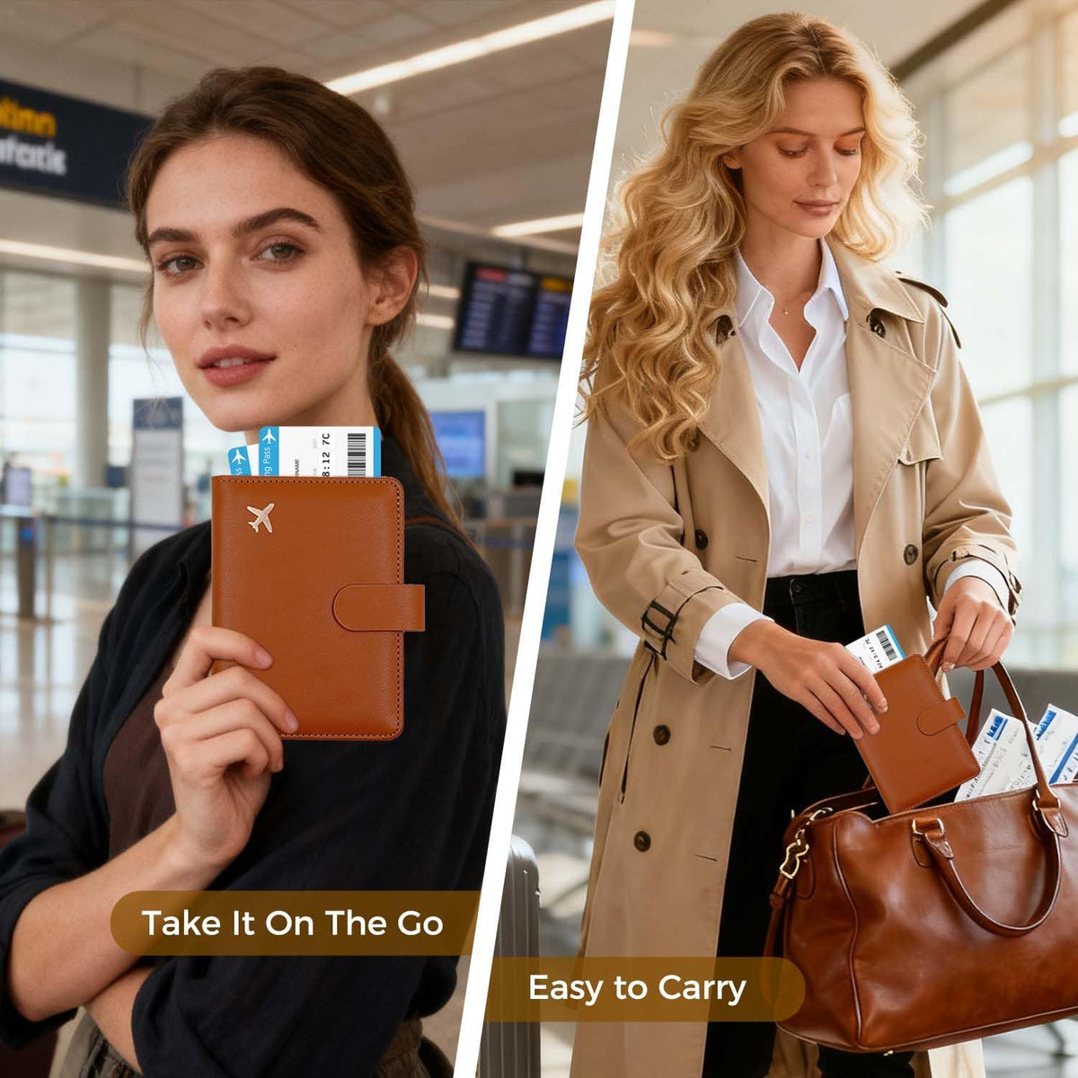 Melsbrinna Premium Leather Passport Holder Covers Case, Waterproof Rfid Blocking Travel Wallet Passport Holder with Pen Holder, Cute Passport Book for Women/Men