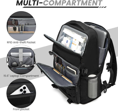 Lunch Backpack, Insulated Cooler Backpack Removable Lunch Box for Men Women, 15.6 Inches RFID Blocking Laptop Backpack Lunch Bag for Work Travel Black