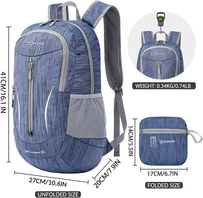 ZOMAKE 25L Ultra Lightweight Packable Backpack, Foldable Hiking Backpacks Water Resistant Small Folding Daypack for Travel(Navy Blue)