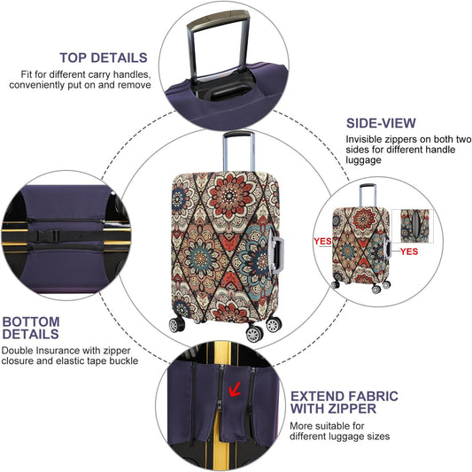 7-Mi Travel Trolley Case Cover Protector Suitcase Cover 19"-20" Trolley case Luggage Storage Covers for Men Women, Retro