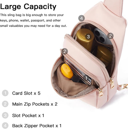 Telena Small Sling Bag for Women Leather Crossbody Fanny Packs Chest Bag for Women