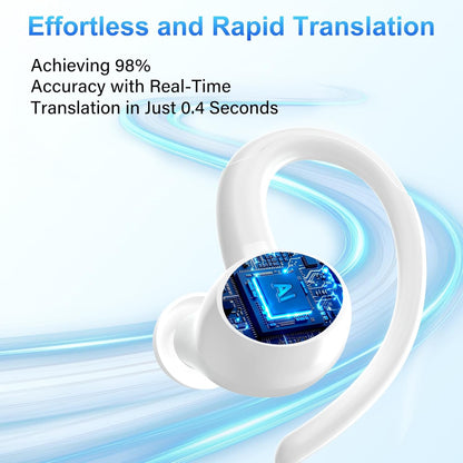 AI Translation Earbuds Real Time, 164 Language Translator Earbuds, 3-in-1 Bluetooth 5.4 Translation Headphones with 5 Translation Modes, 48H AI Ear buds Translator Device for Business/Learning, White