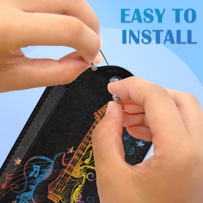 2 Pack Luggage Tags with Colorful Guitar for Suitcases, Burning Electric Guitar PU Leather Luggage Tag Accessories Privacy Cover ID Label with Stainless Steel Loop for Travel Bag for Women Girls