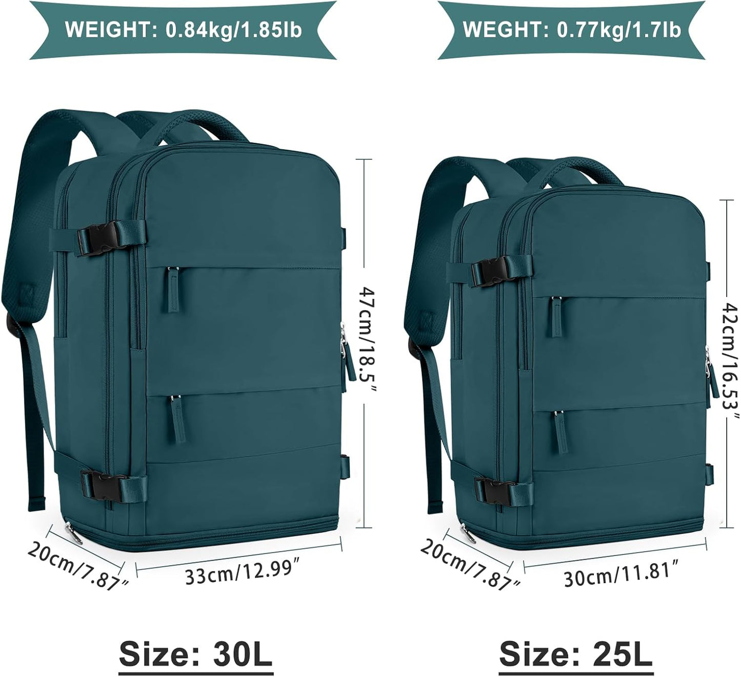 coowoz Large Travel Backpack For Women Men,Carry On Flight Approved,Hiking Waterproof Outdoor Sports Rucksack Casual Daypack Fit 15.6 Inch Laptop Shoes Compartment (Peacock Blue)