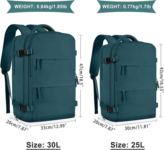 coowoz Large Travel Backpack For Women Men,Carry On Flight Approved,Hiking Waterproof Outdoor Sports Rucksack Casual Daypack Fit 15.6 Inch Laptop Shoes Compartment (Peacock Blue)