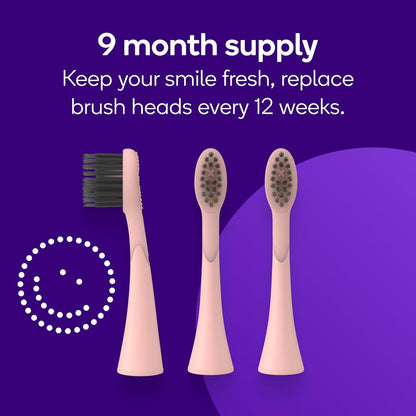 BURST Genuine Replacement Heads for Original Sonic Electric Toothbrush (Rose Gold/3 Pack) | Ultra Soft Bristles for a Deep Clean | Stain & Plaque Removal