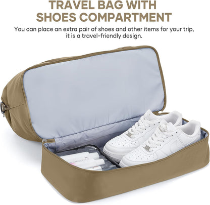 Travel Duffel Bag, Sports Tote Gym Bag, Shoulder Weekender Overnight Bag for Women