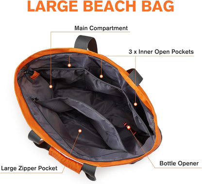 G4Free Beach Bag, Waterproof Sandproof Beach Tote Bag, Large Capacity Foldable for Women