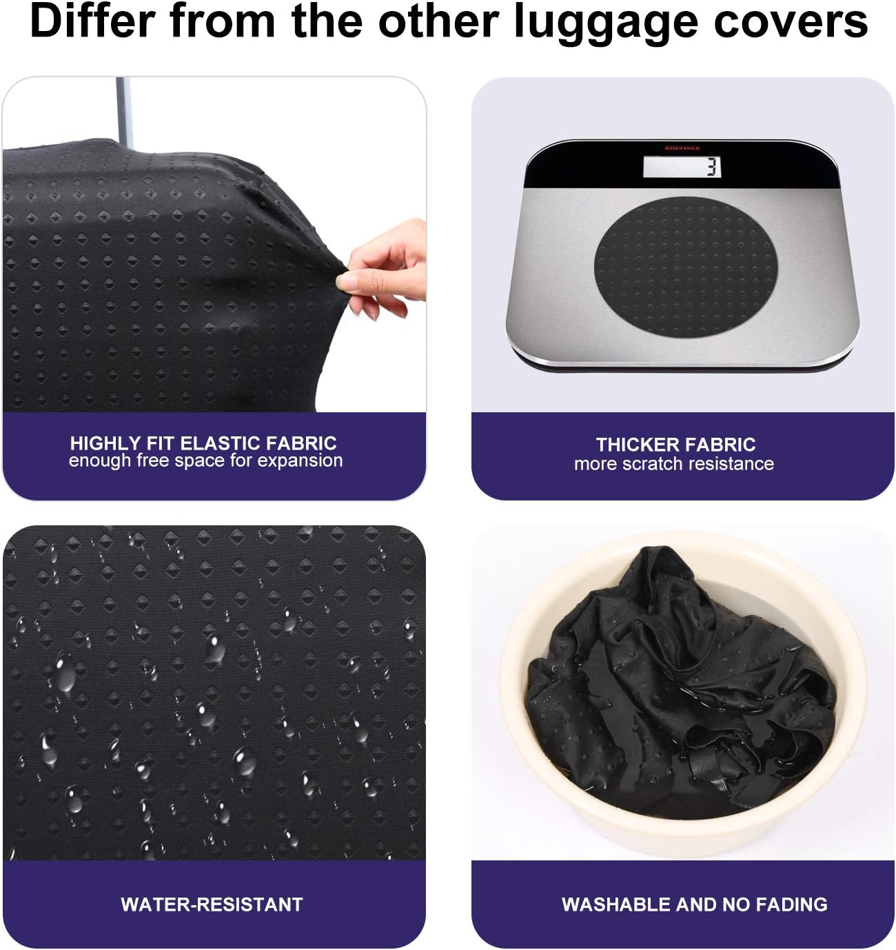 7-Mi Travel Luggage Cover Protector, Washable Suitcase Protector Anti-scratch Spandex Baggage Covers Fits 31-32 Inch Luggage