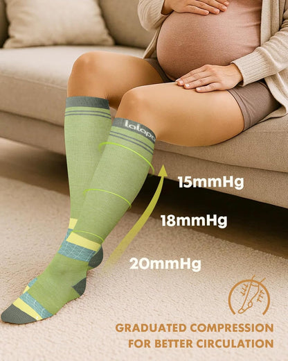 Thick Soft Cotton Compression Socks for Women Men 15-20mmHg Knee High Breathable Cotton Socks for All Day Comfort