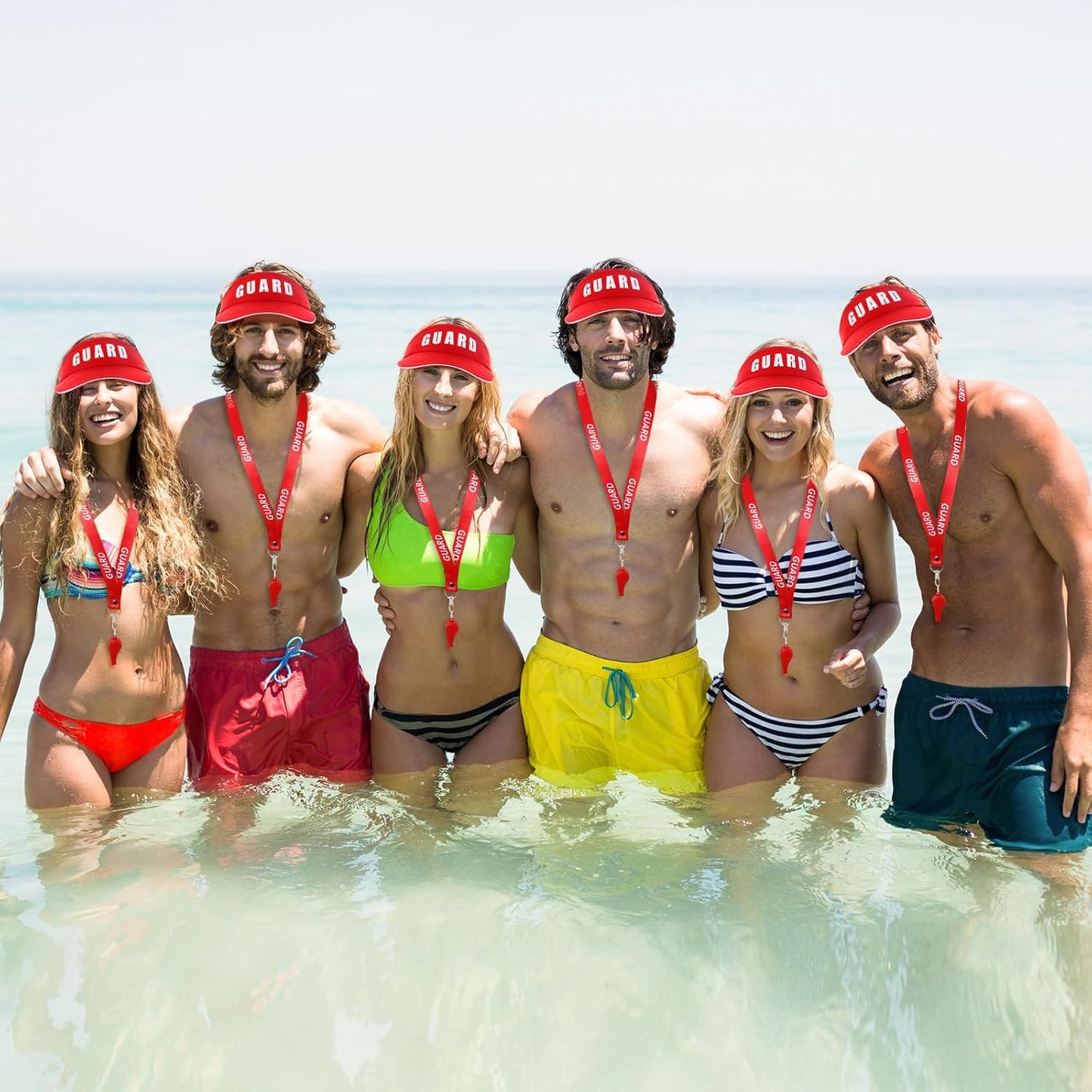 Halloween Guard Visor Hat Emergency Whistles with Lanyard Red Guard Hat Sun Visor Caps for Men and Women Costume