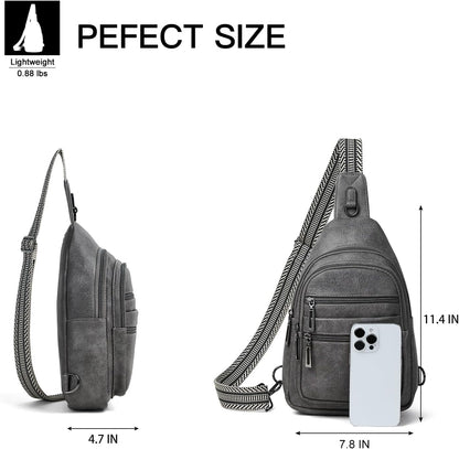 Sling Bag for Women Crossbody Bags Sling Purse Cross Body Backpack Vegan Leather Over Shoulder Bag Travel Dark Grey