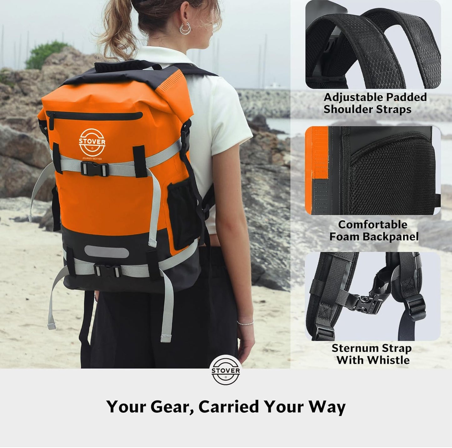 STOVER 5/10/25/30/40/55L Waterproof Backpack- Floating Dry Bag for Kayaking, Travel, Beach, Hiking, & Camping, Men/Women