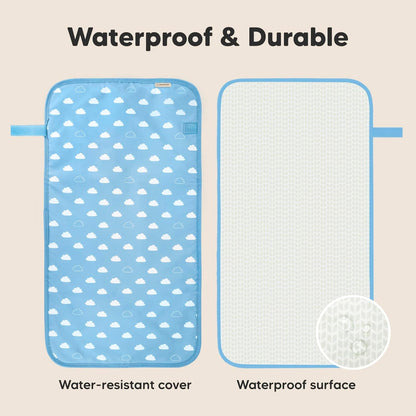 KeaBabies Portable Diaper Changing Pad, Easy Wipe Clean - Foldable Waterproof Baby Changing Mat for Diaper Bag, Compact, Lightweight, 25x13 Baby Changer Travel Essential, Machine Washable (Cloud)
