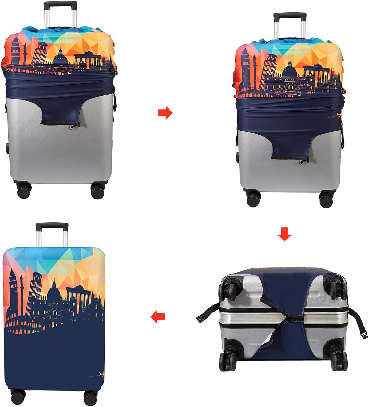 WUJIAONIAO Travel Luggage Cover Baggage Suitcase Cover Protector Skins 18-32 Inch (City, L (for 25-28 inch luggage))