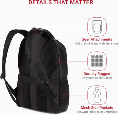 SwissGear Cecil 5505 Laptop Backpack, Black Hex, 18-Inch