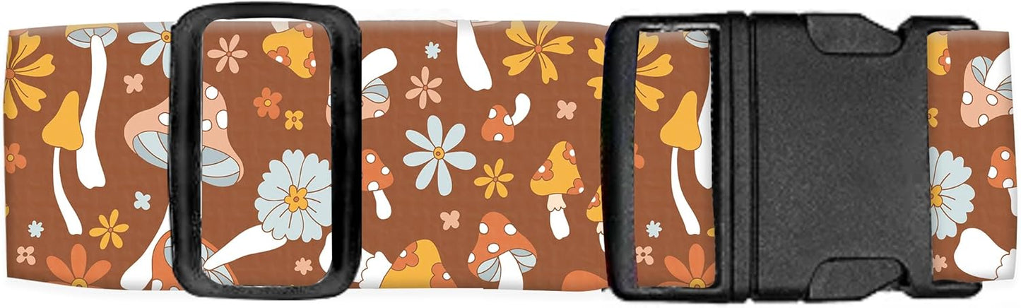 Luggage Straps for Suitcases Travel Belt Accessories, Cute Suitcase Strap, Adjustable Luggage Belt Strap, Heavy Duty with Quick-Release Buckle Luggage Strap Cute Boho Mushrooms