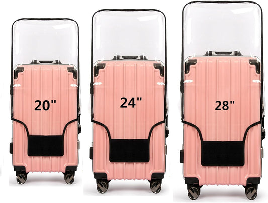 3PCS Clear PVC Suitcase Cover Protectors Transparent Luggage Covers Waterproof Wheeled Suitcase Dust Cover Dustproof Travel Luggage Sleeve Protector 20"+24" 28" (3PCS Upgraded)