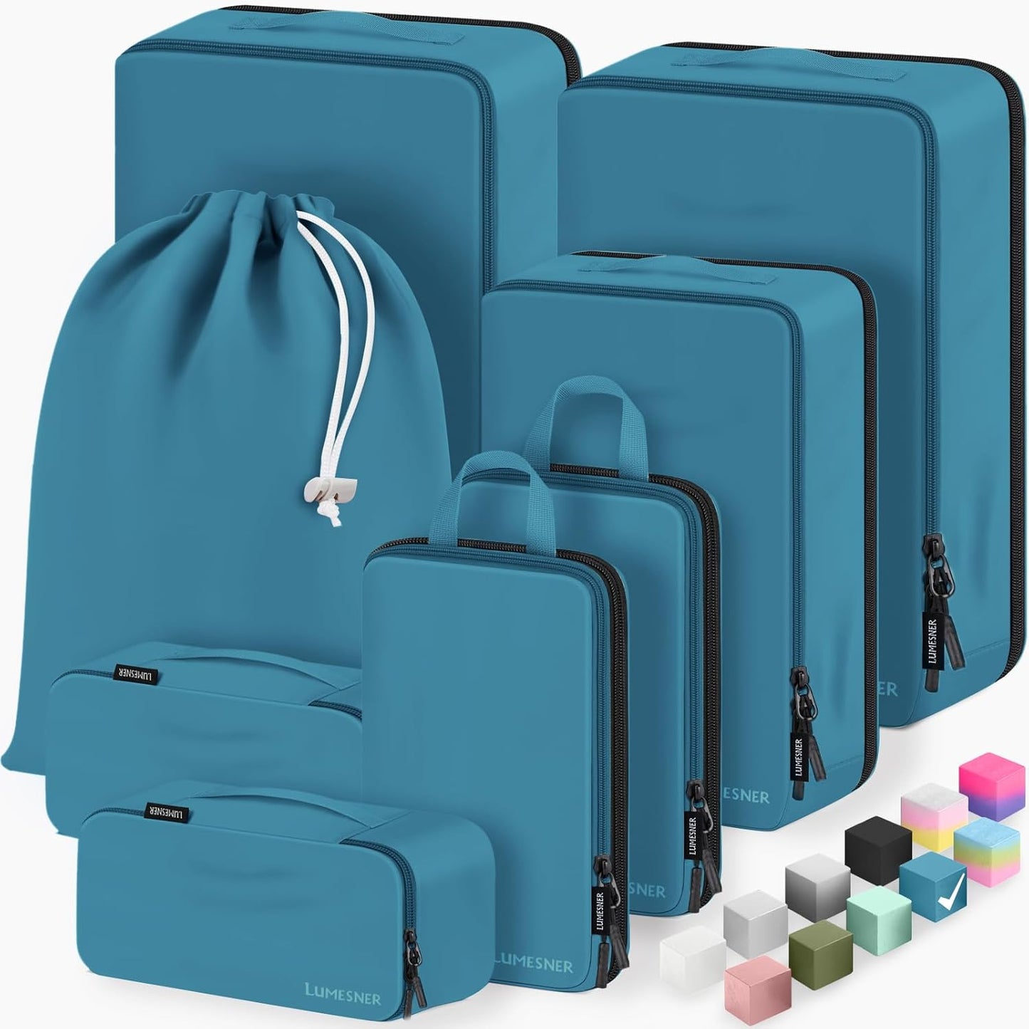 8 Set Compression Packing Cubes for Travel, Waterproof Luggage Organizers, Suitcase Organizer Set for Carry-On & Checked Baggage, Travel Accessories for Men & Women