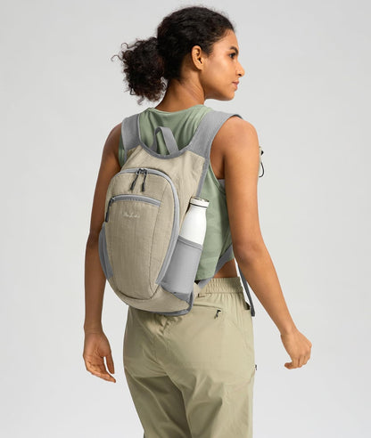 10L Small Hiking Backpack Travel Daypack Lightweight Packable Back Pack for Women Men(Beige)