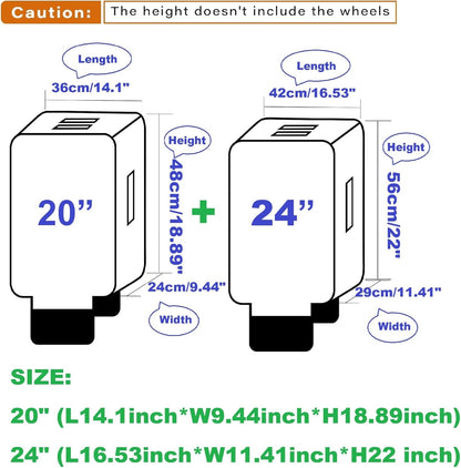 2pcs Clear PVC Suitcase Covers Protectors Transparent Luggage Cover Waterproof Wheeled Suitcase Dust Cover Dustproof Travel Luggage Sleeve Protector 20"+24"(2PCS)