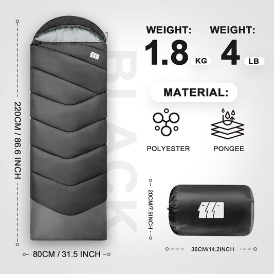 Sleeping Bags for Adults Cold Weather,Portable, Waterproof,Lightweight Sleeping Bag for Tall Girls Boys with Compression Sack for Warm Camping, Hiking, Outdoor & Indoor