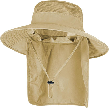 Sun Hats for Men Women Fishing Hat UPF 50+ Breathable Wide Brim Bucket Hats Summer UV Protection Safari Hat with Neck Flap