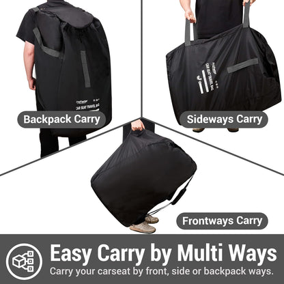 Car Seat Travel Bag Backpack for Air Travel Universal Infant Carseat Gate Check Bag Cover for Airplane, Foldable with Pouch, Gray