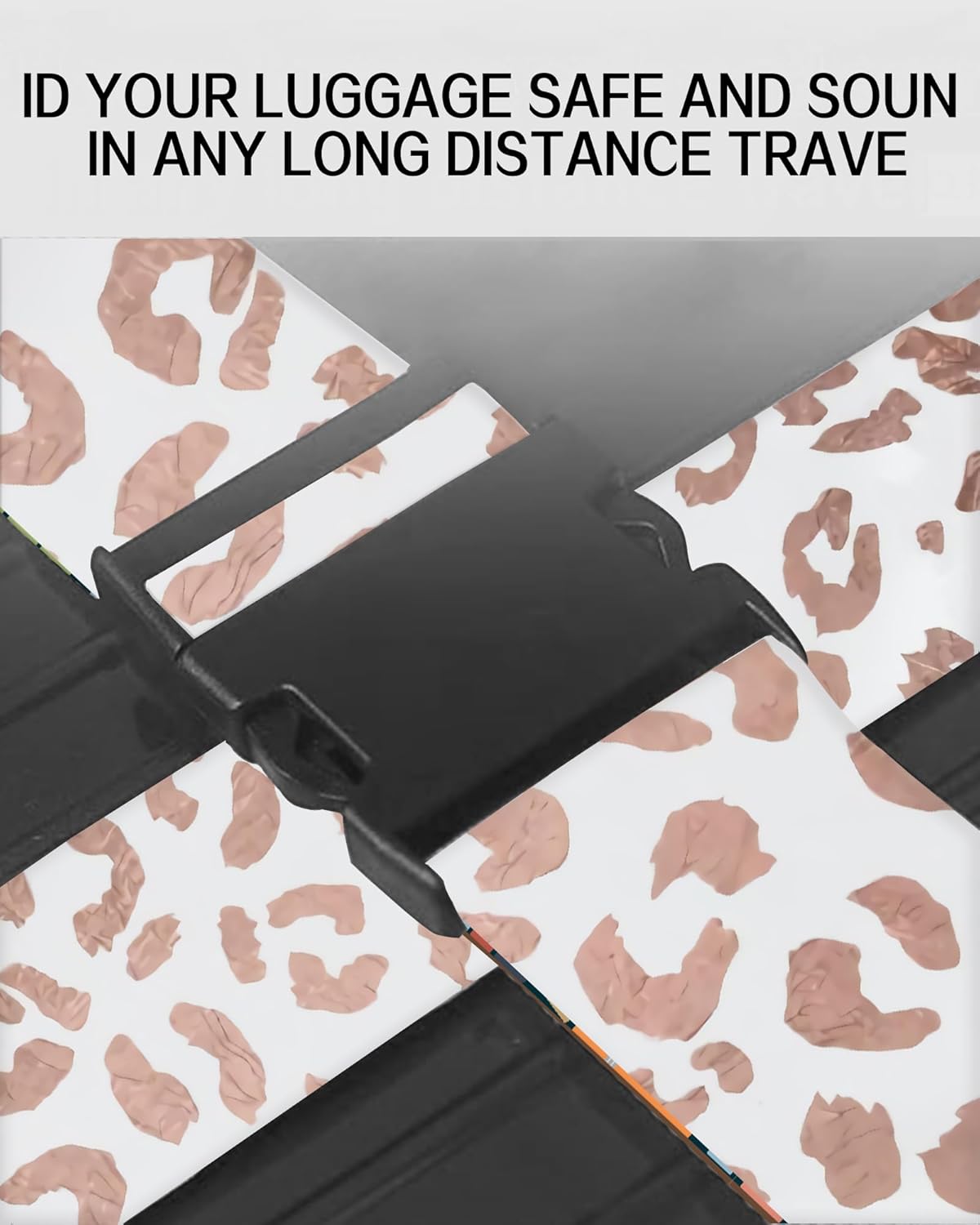 Luggage Straps for Suitcases, Adjustable Travel Belt, Durable Wide Luggage Strap, Cute Suitcase Strap Identifiers with Buckle, Bag Straps for Luggage, White Pink Leopard