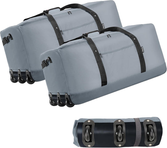 Finnhomy 120L Foldable Rolling Duffel Bag with 3 Wheels, Light Weight Travel Duffel bag with Large Loading Capacity, 32 inch Rolling Duffel bag with Shoulder Strap for Travel Camping Sports