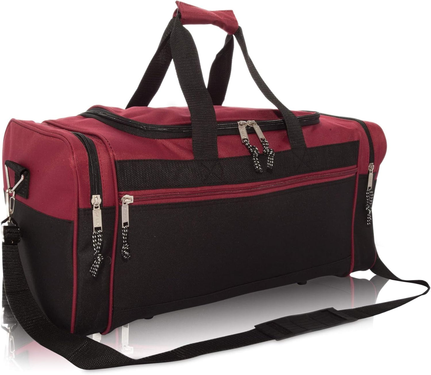DALIX 21" Blank Sports Duffle Bag Gym Bag Travel Duffel with Adjustable Strap in Maroon