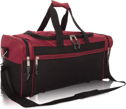 DALIX 21" Blank Sports Duffle Bag Gym Bag Travel Duffel with Adjustable Strap in Maroon