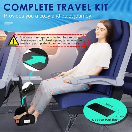 2-Pack Airplane Foot Rest - Portable and Adjustable Airplane Foot Hammock for Plane Travel to Relaxing Your Feet - Office Footrests