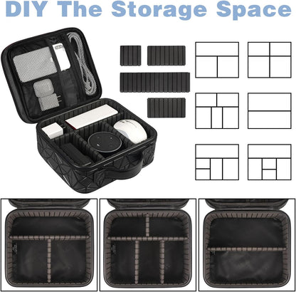 MATEIN Cord Organizer Case with Adjustable Divider, DJ Cable File Bag for DJ Gear, Sound Instrument and Music Equipment Accessories, Shockproof Portable Double Layer Cord Bags, Black