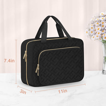 Wedama Toiletry Bag for Women, Medium Cosmetic Travel Bag, Hanging Toiletry Bag for Bathroom, Thickened PVC Waterproof Makeup Bag, Toiletries Bag for Travel Business Trips and Camping, Black