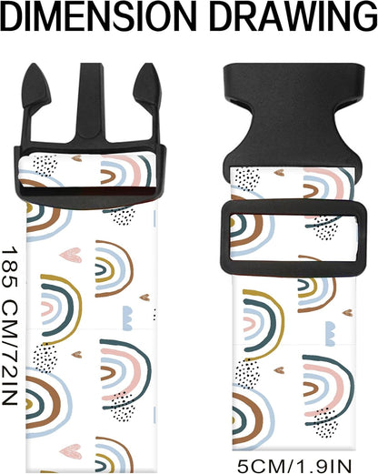 Luggage Straps for Suitcases, Adjustable Travel Belt, Durable Wide Luggage Strap, Cute Suitcase Strap Identifiers with Buckle, Bag Straps for Luggage, Cute Rainbow Design